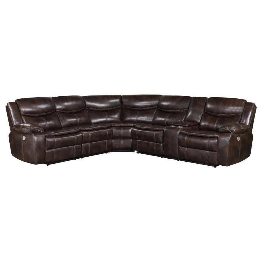 Sycamore - Upholstered Power Reclining Sectional Sofa Dark Brown by Coaster Fine Furniture | Bel Furniture