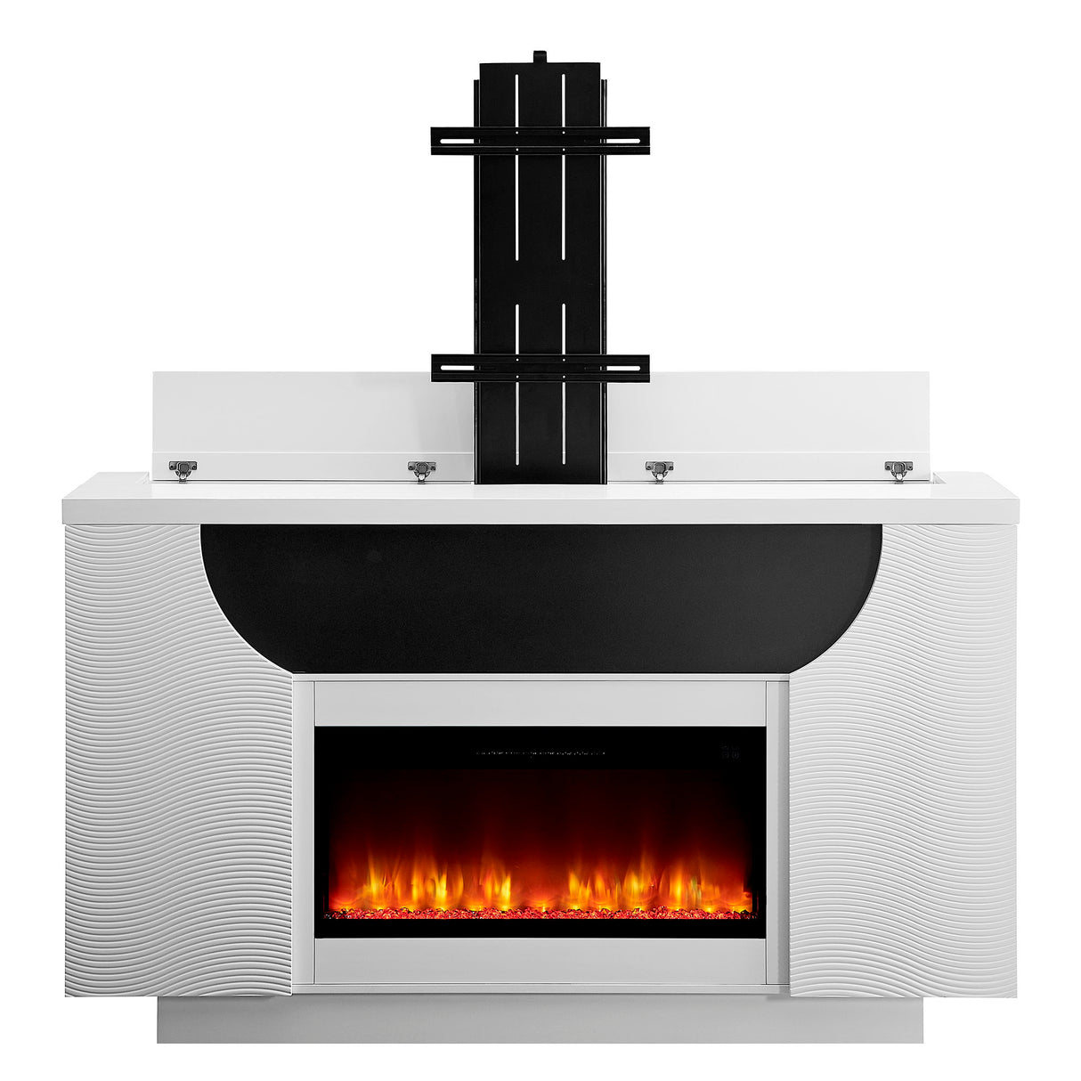 Aurora - Fireplace TV Lift With Adjustable Temperature And LED Colors - White