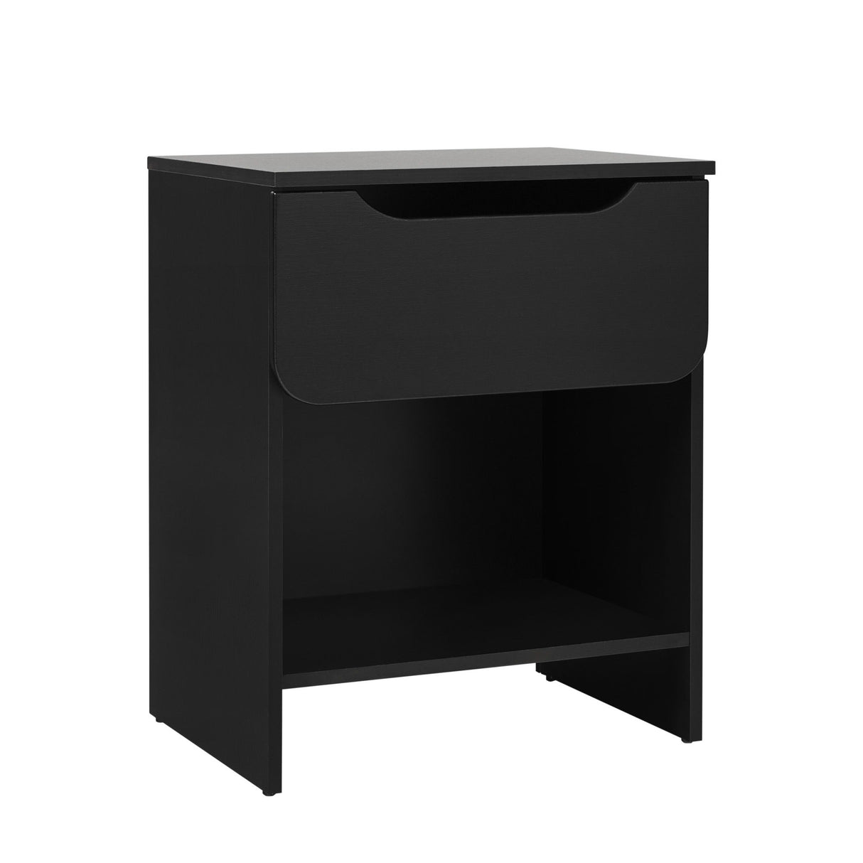 Modern Minimalist 1 Drawer Nightstand With Cubby Black by Walker Edison | Bel Furniture