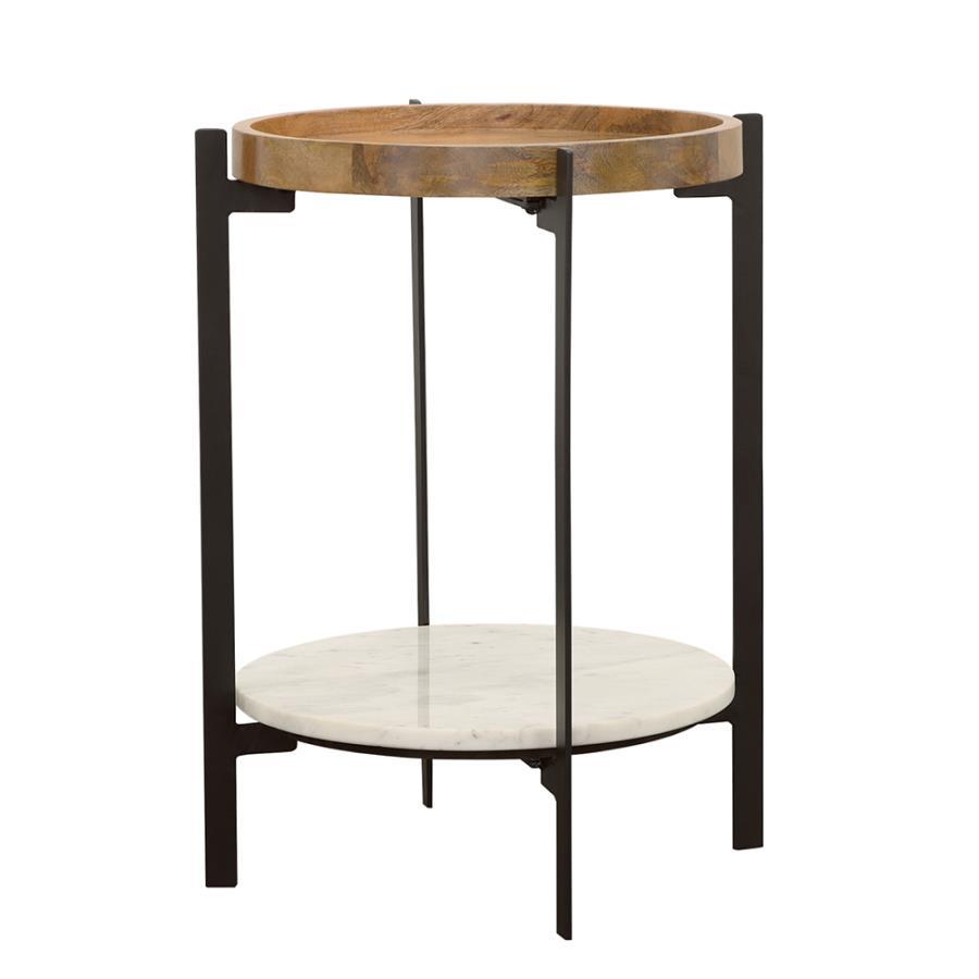 Adhvik - Round Table With Marble Shelf by Coaster Fine Furniture | Bel Furniture