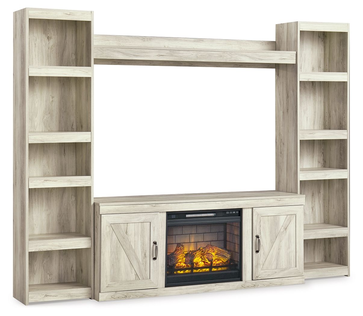 Bellaby - 5-Piece Entertainment Center With Electric Fireplace - Whitewash