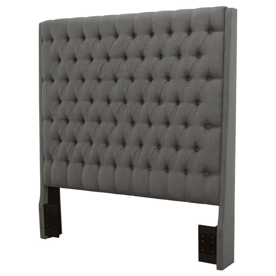 Camille - Upholstered Eastern King Panel Headboard - Gray by CoasterEssence | Bel Furniture