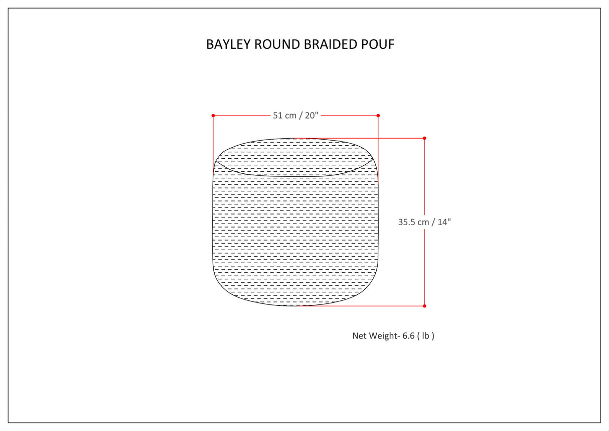 Bayley - Versatile Round Braided Pouf by Simpli-Home | Bel Furniture