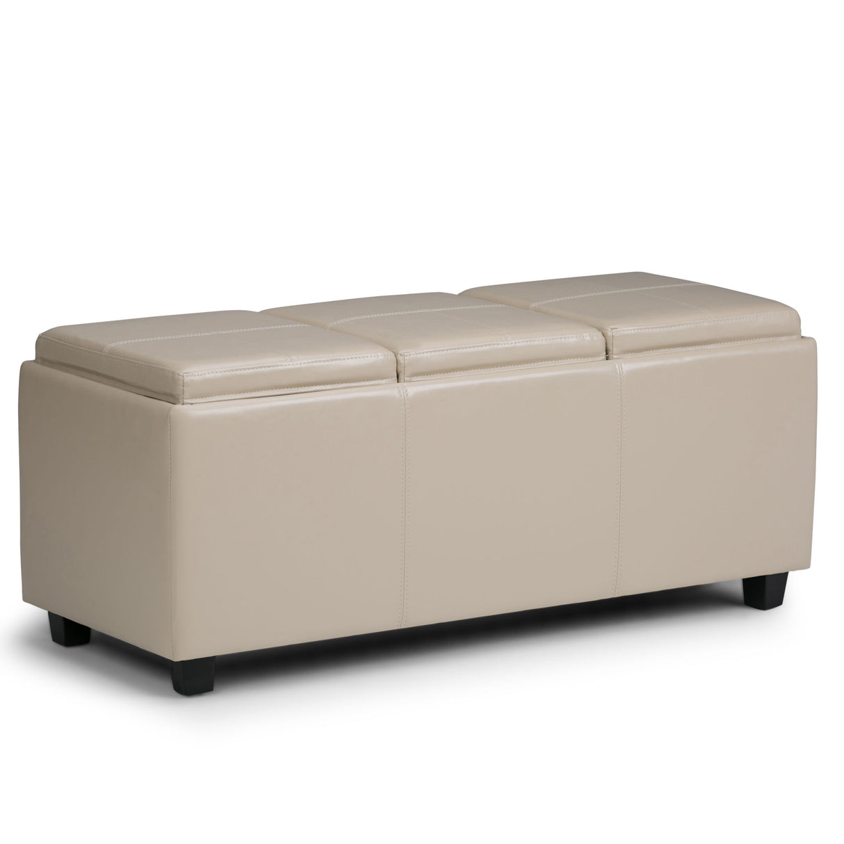 Avalon - Upholstered Storage Ottoman Beige Faux Leather by Simpli-Home | Bel Furniture