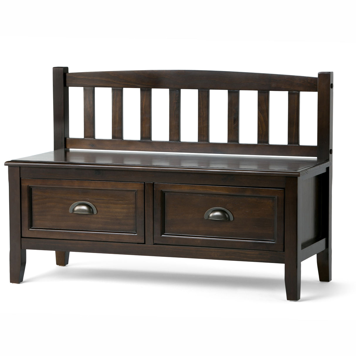 Burlington - Entryway Storage Bench With Drawers Dark Brown by Simpli-Home | Bel Furniture