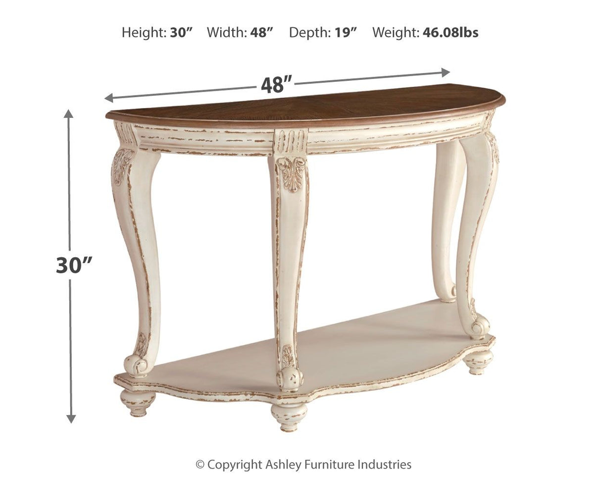 Realyn - White / Brown - Sofa Table by Signature Design by Ashley® | Bel Furniture