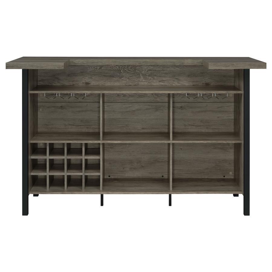 Bellemore - Freestanding Home Bar Wine Cabinet - Gray Driftwood by CoasterEssence | Bel Furniture