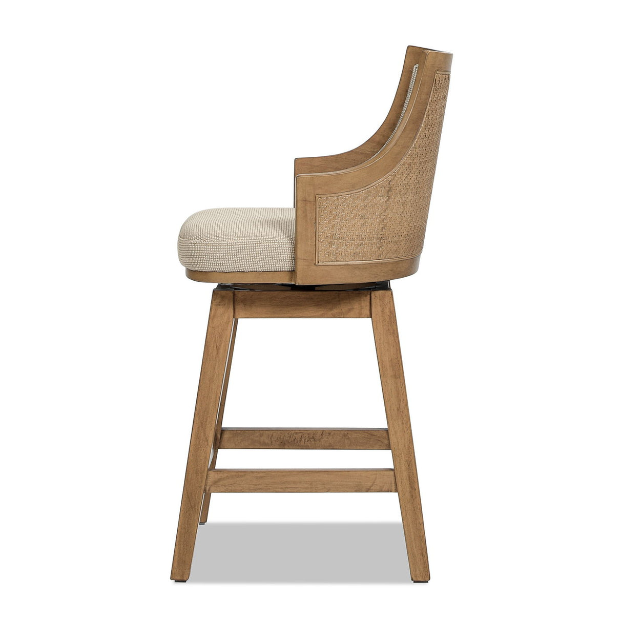 Bahama - Cane High Back Swivel Counter Stool With Recessed Arms Textured Weave - Taupe Beige by Jennifer Taylor Home | Bel Furniture