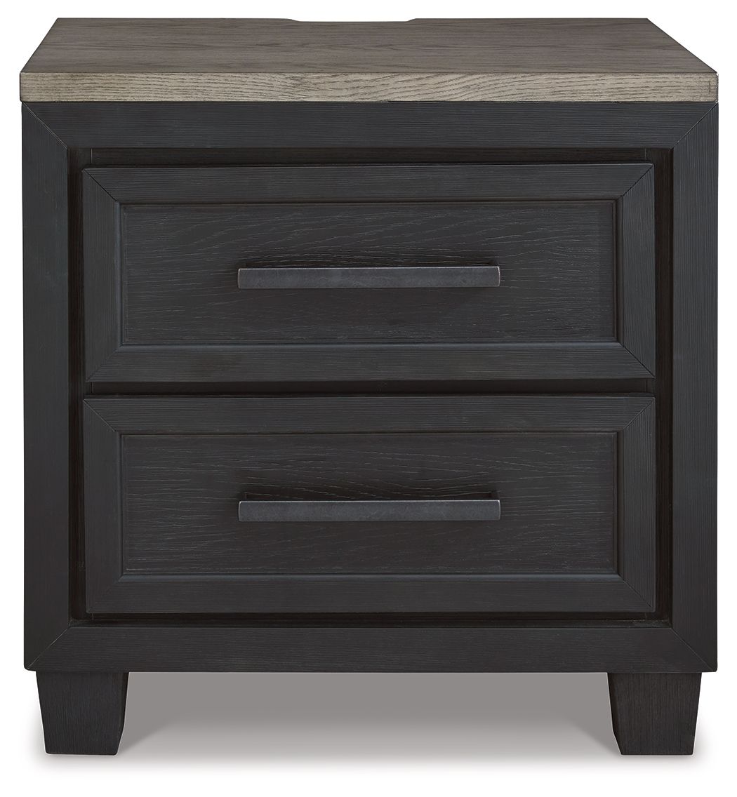 Foyland - Black / Brown - Two Drawer Night Stand by Signature Design by Ashley® | Bel Furniture