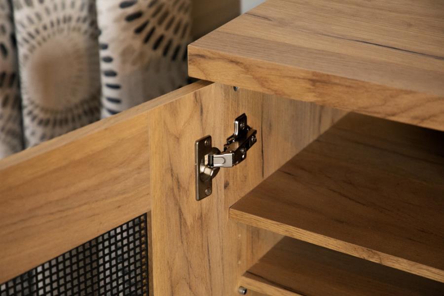 Bristol - 6-Shelf Engineered Wood Shoe Cabinet - Golden Oak by CoasterEveryday | Bel Furniture