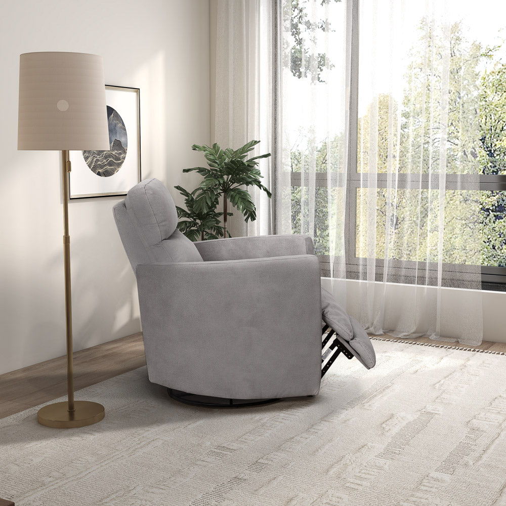 Lawson - Swivel Glider Suede Recliner Chair - Latte by Ashcroft Furniture | Bel Furniture