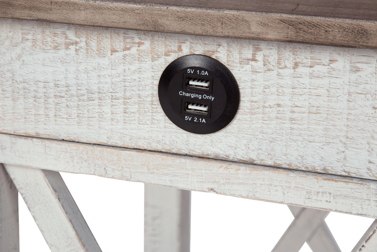 Adalane - White / Gray - Accent Table by Signature Design by Ashley® | Bel Furniture