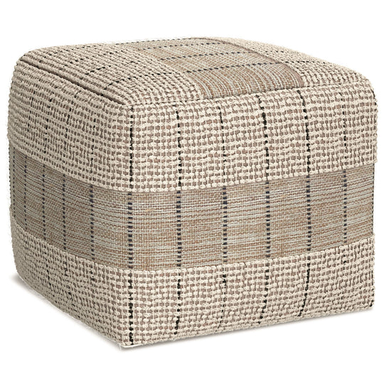 Elmer - Square Woven Pouf - Natural / Gray by Simpli-Home | Bel Furniture