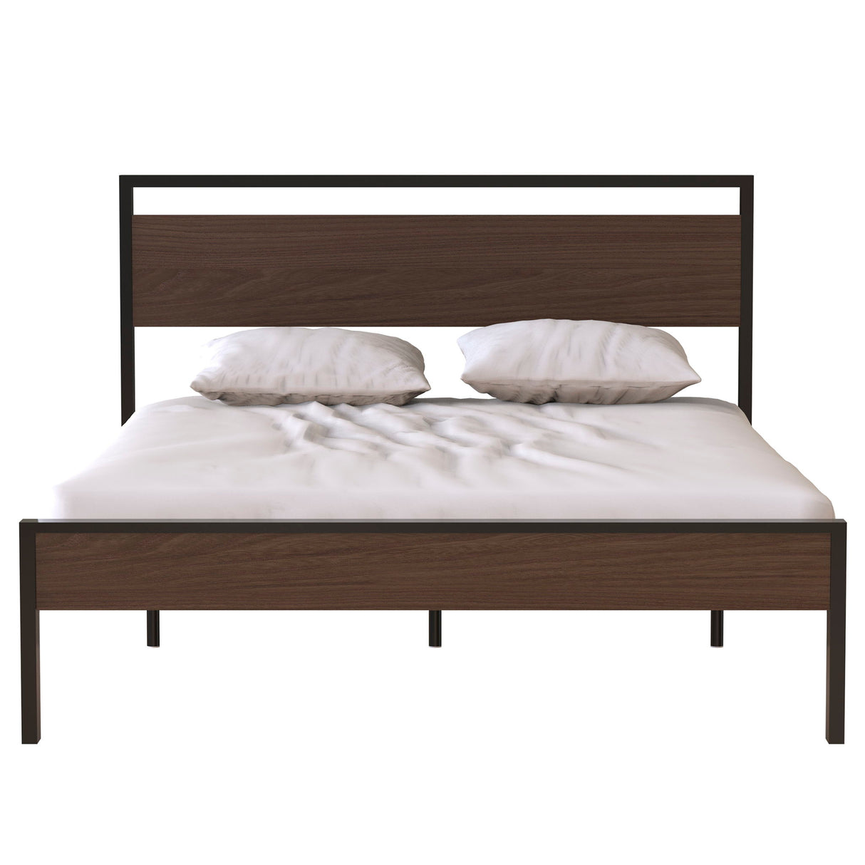 Ceres - Metal Bed With Wood Headboard & Footboard