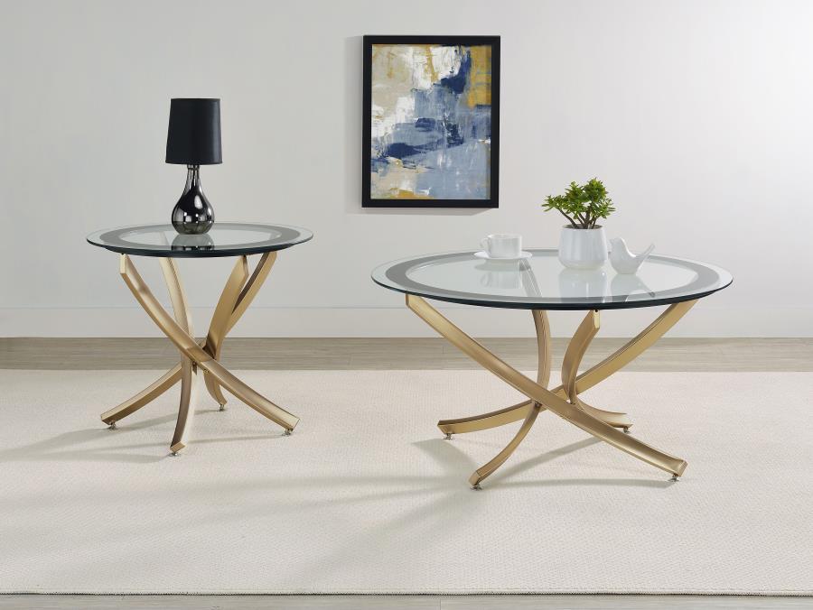 Brooke - Round Glass Top Coffee Table Set by Coaster Fine Furniture | Bel Furniture