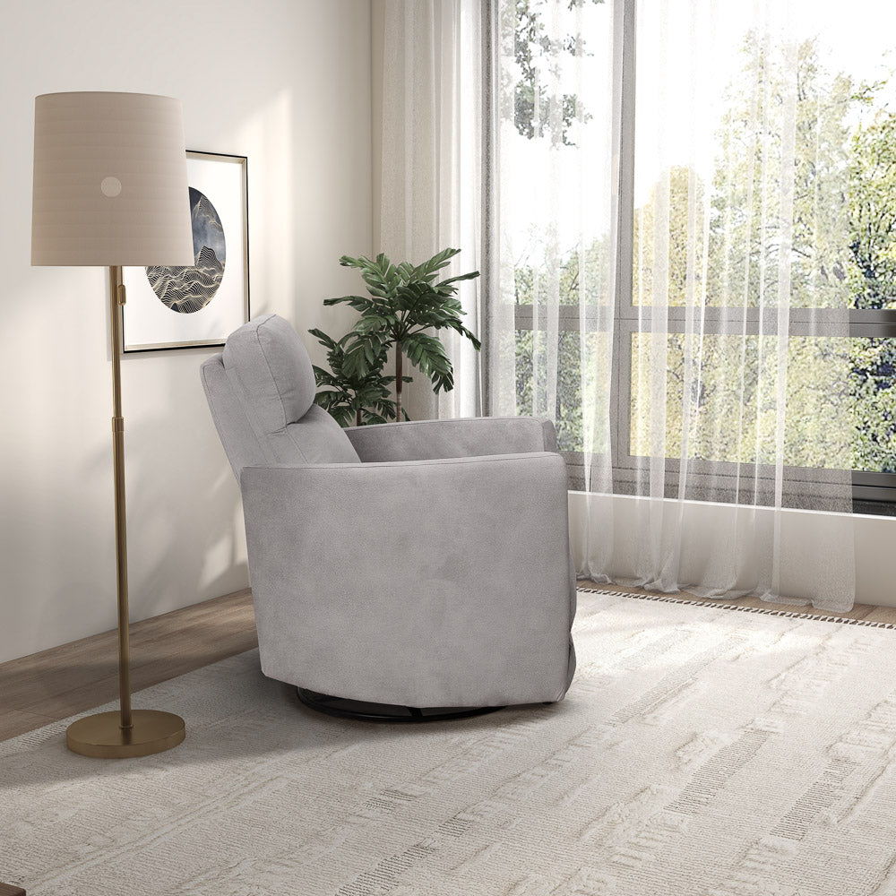 Lawson - Swivel Glider Suede Recliner Chair - Latte by Ashcroft Furniture | Bel Furniture