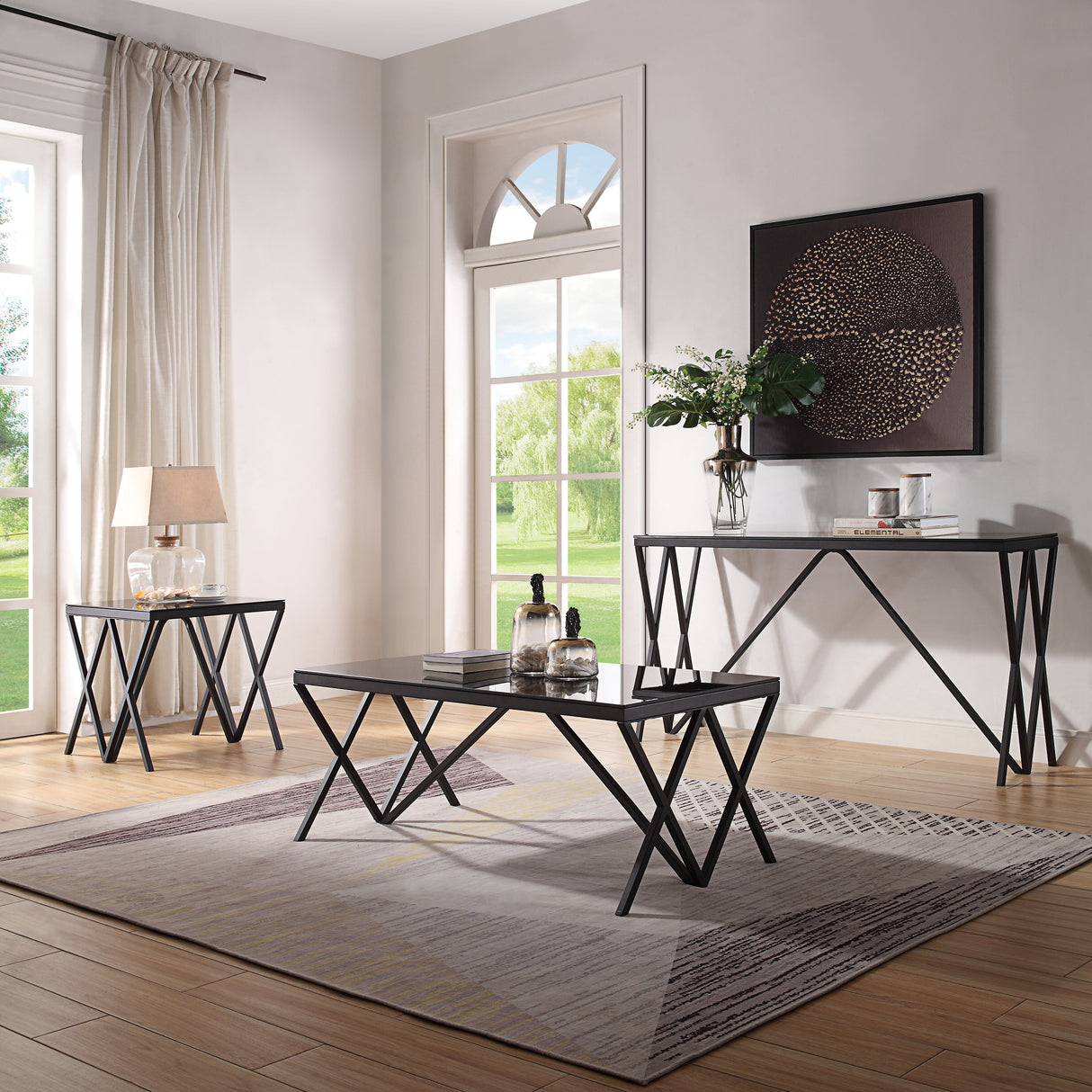 Magenta - Glass Top End Table - Black by Urban Nest | Bel Furniture