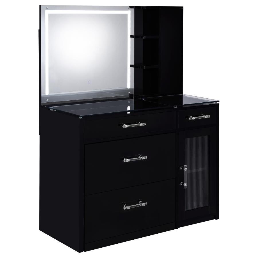 Flora - 2-Drawer Vanity Set With LED Mirror Black by Coaster Fine Furniture | Bel Furniture