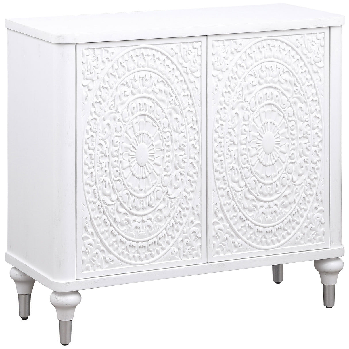 Cardella - 2 Door Mandala Accent Cabinet - Distressed White by Coaster Fine Furniture | Bel Furniture