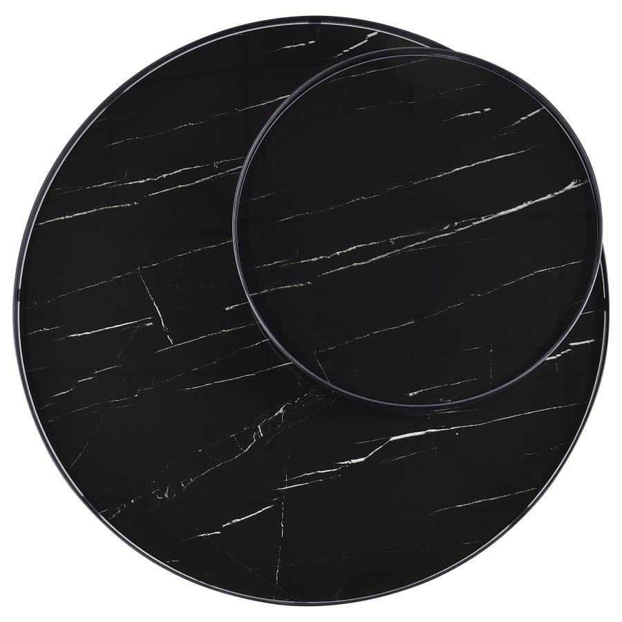 Briggs - Round Marble Printed Glass Top Coffee Table by Coaster Fine Furniture | Bel Furniture