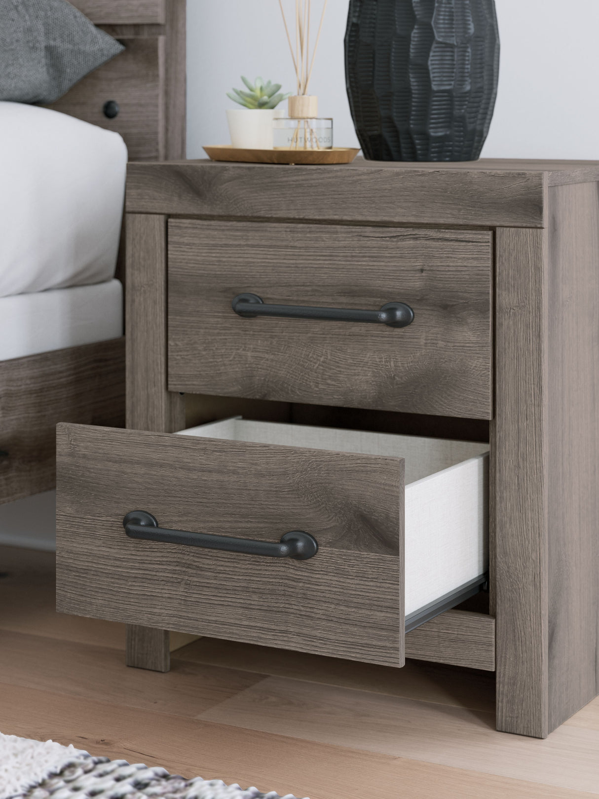Graystorm - Brown Gray - Two Drawer Night Stand by Signature Design by Ashley® | Bel Furniture