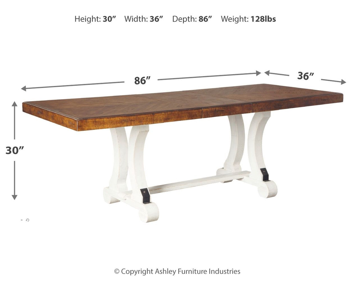 Valebeck - White / Brown - Rectangular Dining Room Table by Signature Design by Ashley® | Bel Furniture