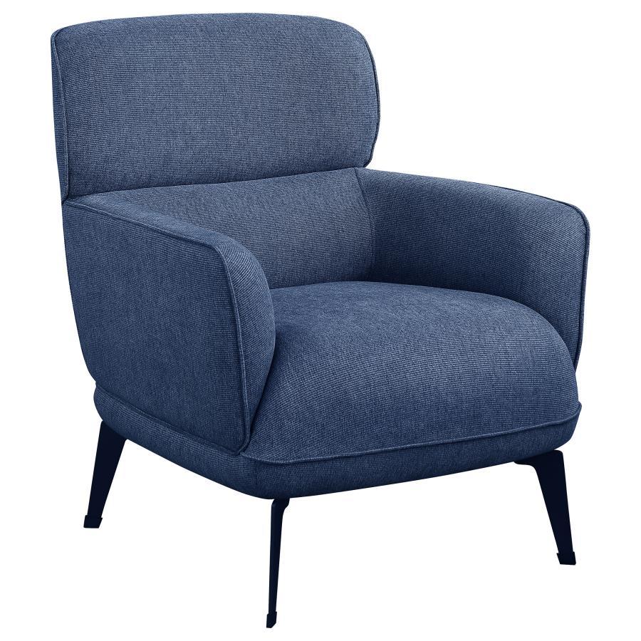 Andrea - Upholstered Crecent Arm Accent Chair Blue by Coaster Fine Furniture | Bel Furniture