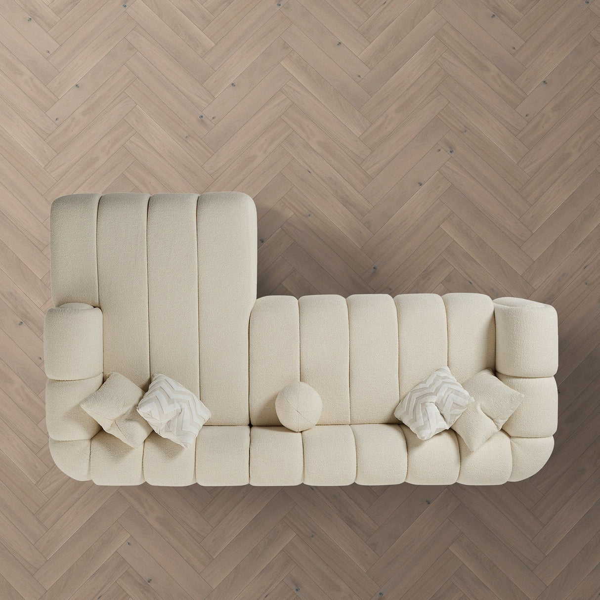 Beatrice - Modern Tufted Right Sectional Sofa - Ivory