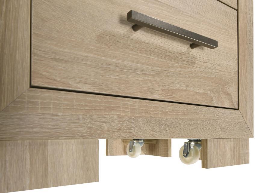 Arielle - 2-Drawer Bedroom Nightstand With Casters - Light Oak