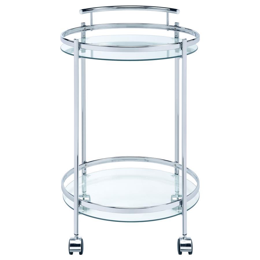 Chrissy - Round Glass Shelf Metal Bar Cart by CoasterEveryday | Bel Furniture