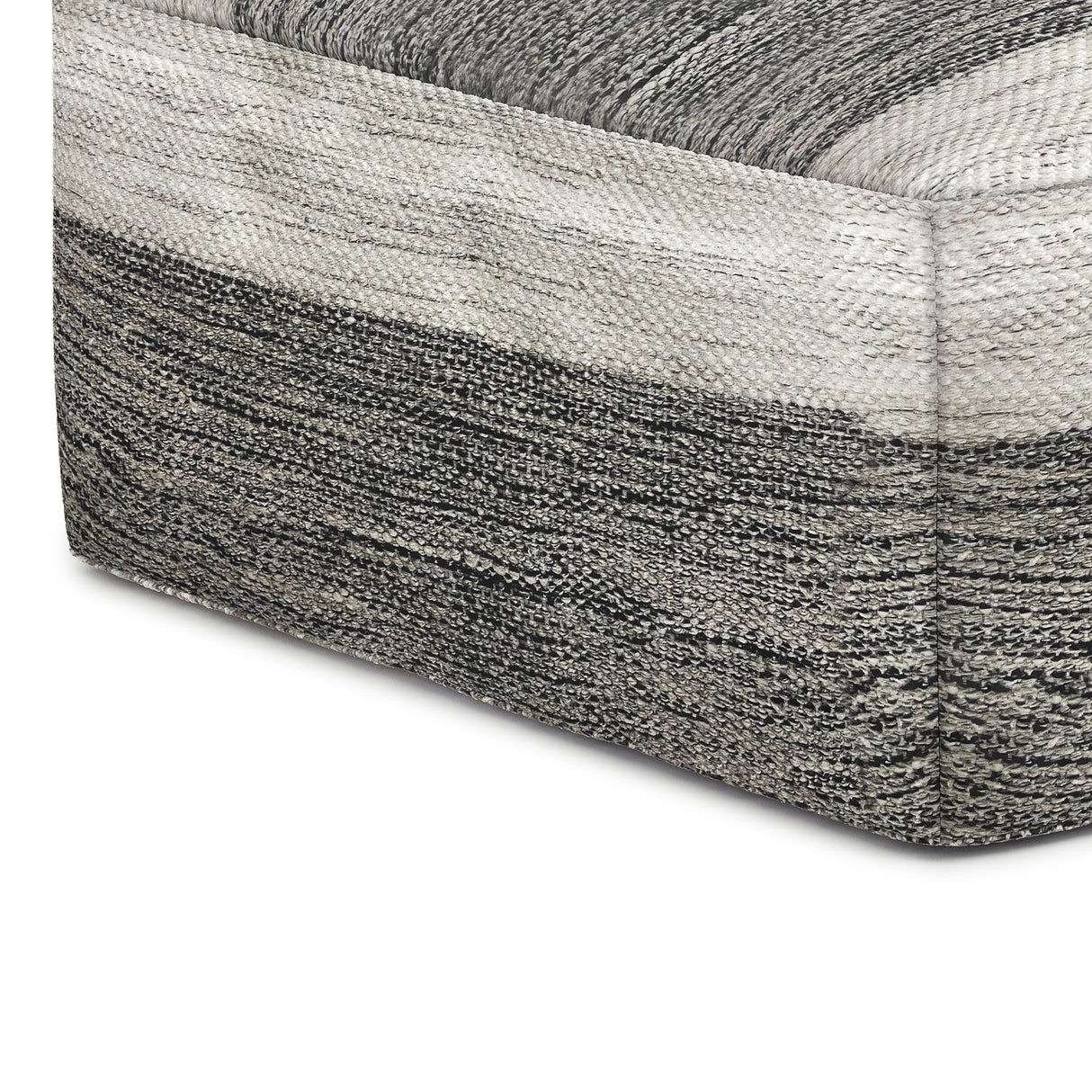 Mathis - Square Woven Outdoor / Indoor Pouf - Gray / White by Simpli-Home | Bel Furniture