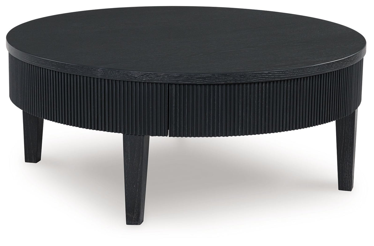Marstream - Black - Round Cocktail Table by Signature Design by Ashley® | Bel Furniture