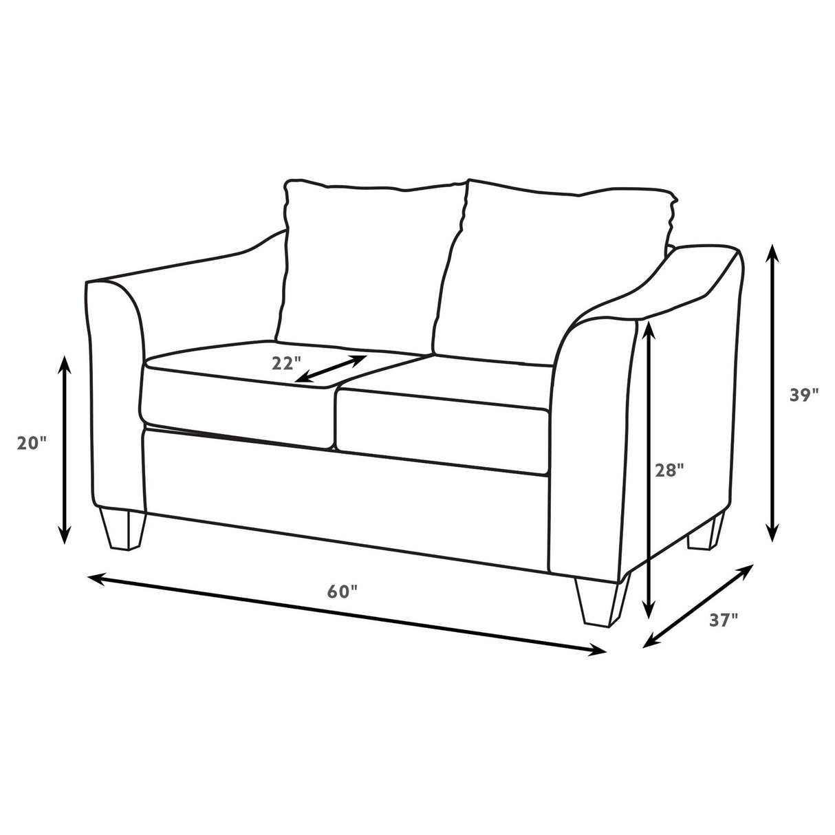 Salizar - Upholstered Flared Arm Loveseat