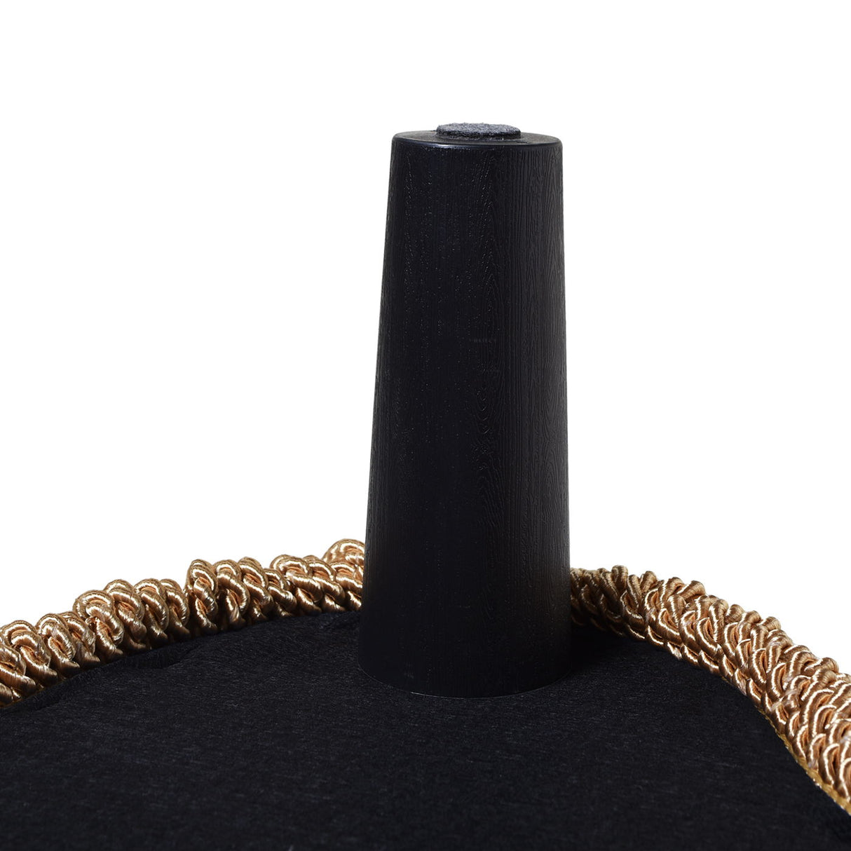 Ellen - Upholstered Clover Ottoman With Gold Bullion Fringe - Navy Blue by Jennifer Taylor Home | Bel Furniture