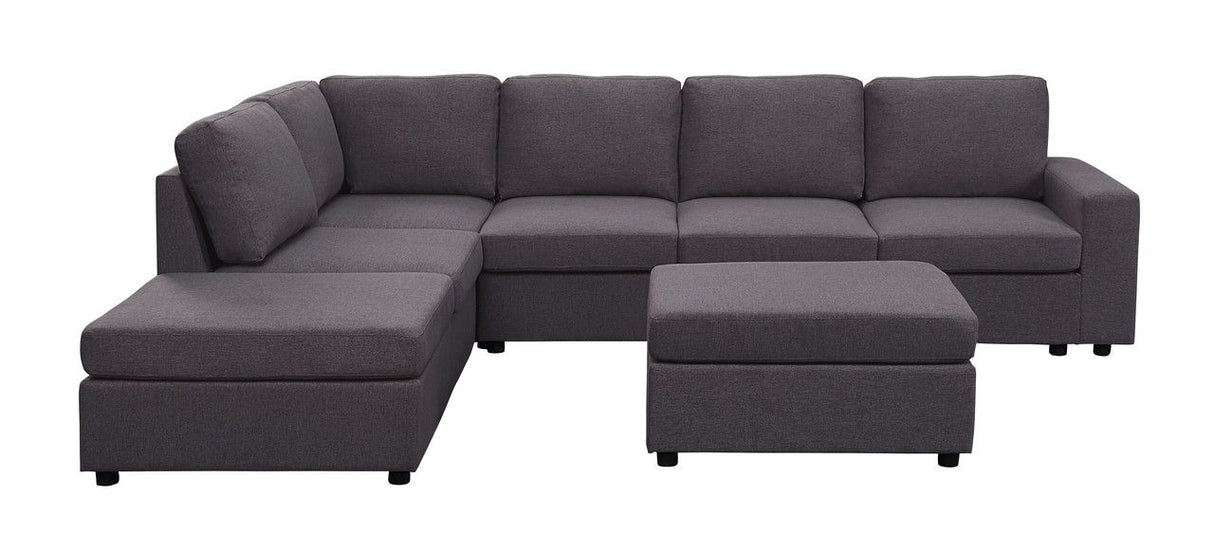 Cassia - 7 Seat Reversible Modular Sectional Sofa With Ottoman