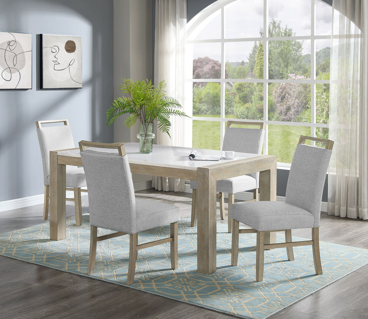 Dune - Dining Room Set Pearl Silver 5 Pc. Table, 4 Chairs by Crown Mark | Bel Furniture
