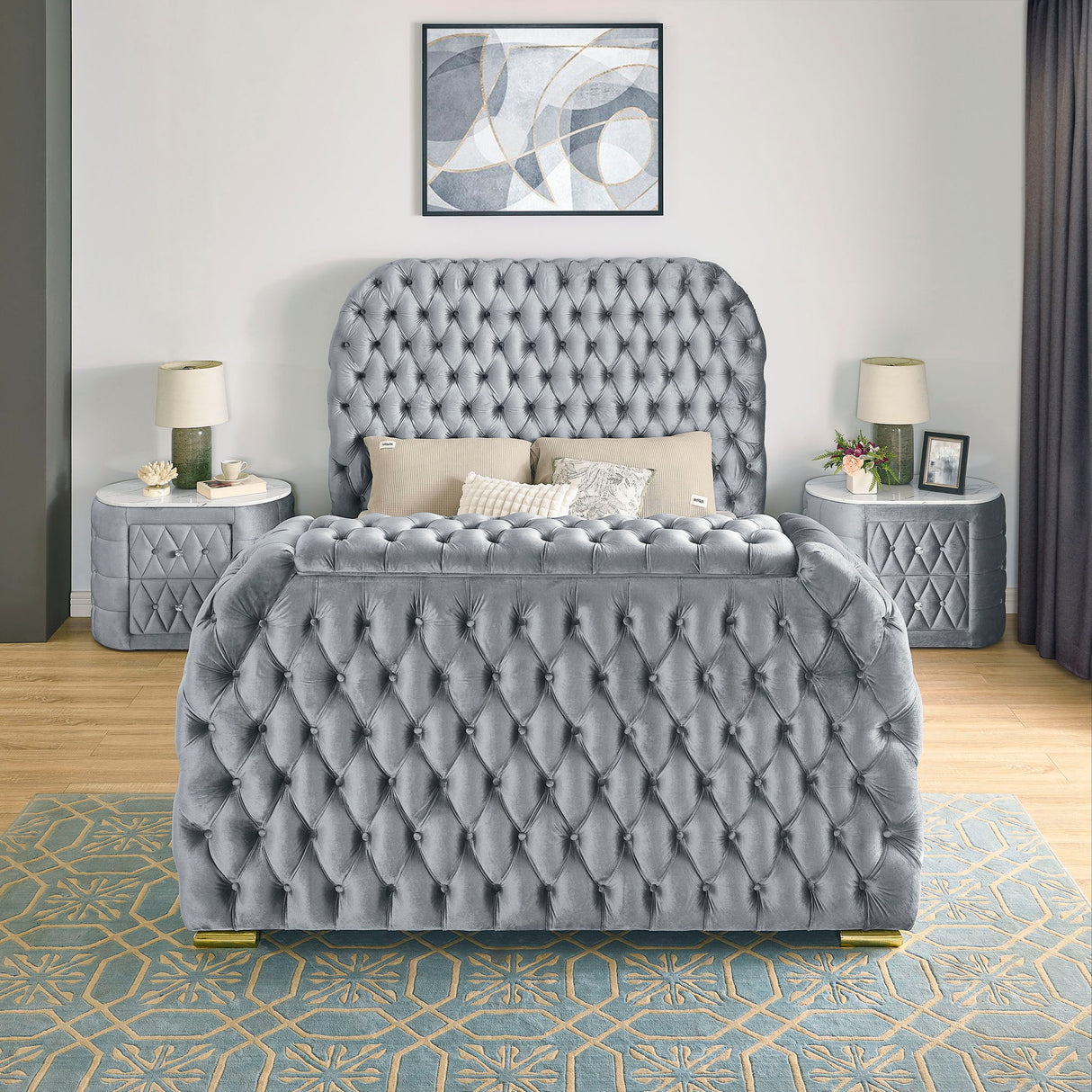 Natalia - Upholstered Bed With Decking Board Set by Crown Mark | Bel Furniture
