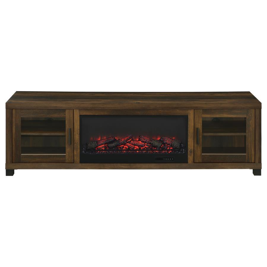 Havering - 71" TV Stand Fireplace Media Console - Dark Pine