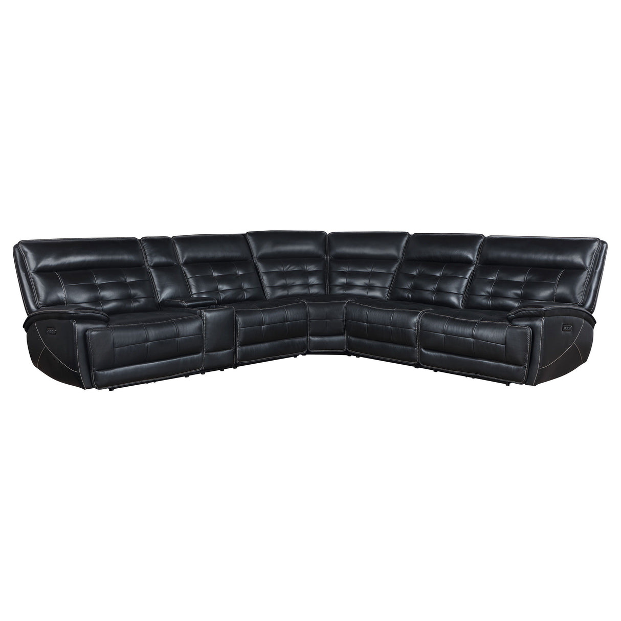 Hewitt - Leather Upholstered Power Reclining Sectional - Black by Coaster Fine Furniture | Bel Furniture
