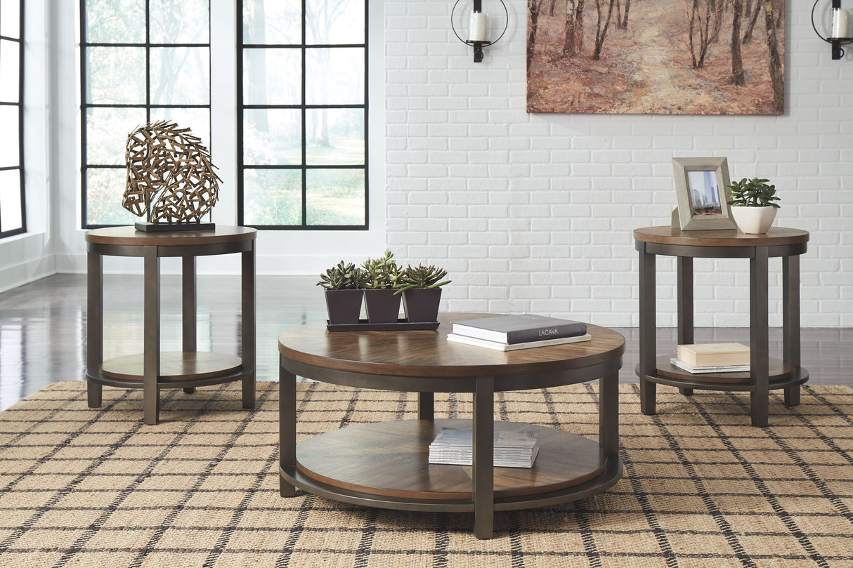 Roybeck - Light Brown / Bronze - Occasional Table Set (Set of 3) by Signature Design by Ashley® | Bel Furniture
