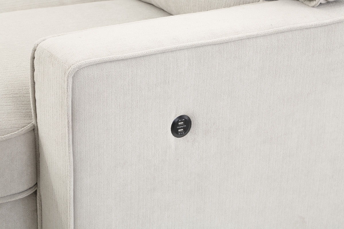 Estelle - Fabric Reversible Sleeper Sectional With Storage Chaise Drop-Down Table 2 Cup Holders And 2 USB Ports by Lilola Home | Bel Furniture