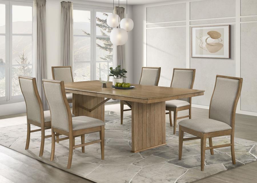 Adina - Extension Dining Set Light Brown 7 Pc. Table, 6 Chairs by Coaster Fine Furniture | Bel Furniture