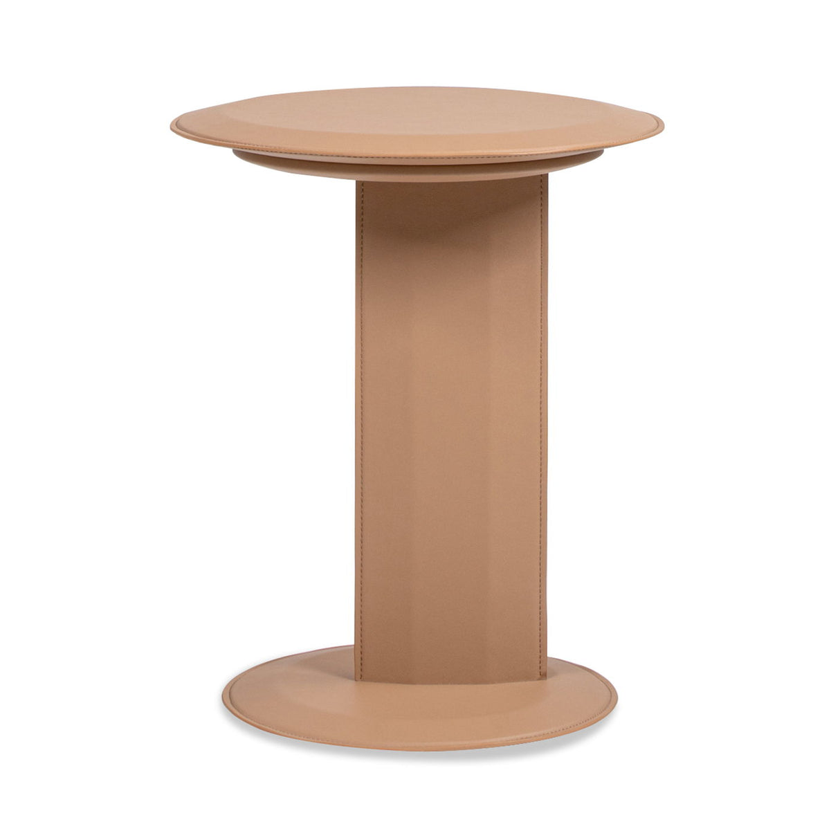 Mode - Leatherette Round C-Shaped Sofa Side Table - Saddle Brown by Jennifer Taylor Home | Bel Furniture