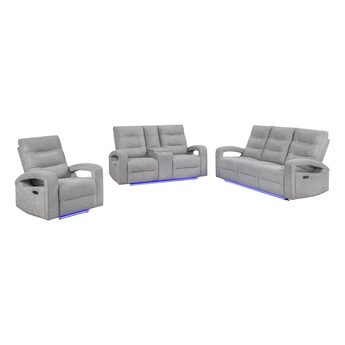 Isolde - Power Reclining Loveseat With LED Lighting - Gray