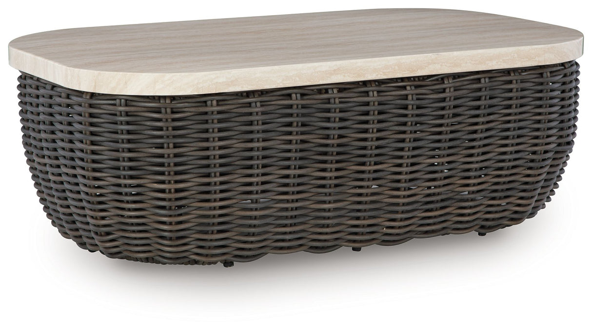 Kimora - Beige / Dark Brown - Rectangular Cocktail Table by Signature Design by Ashley® | Bel Furniture