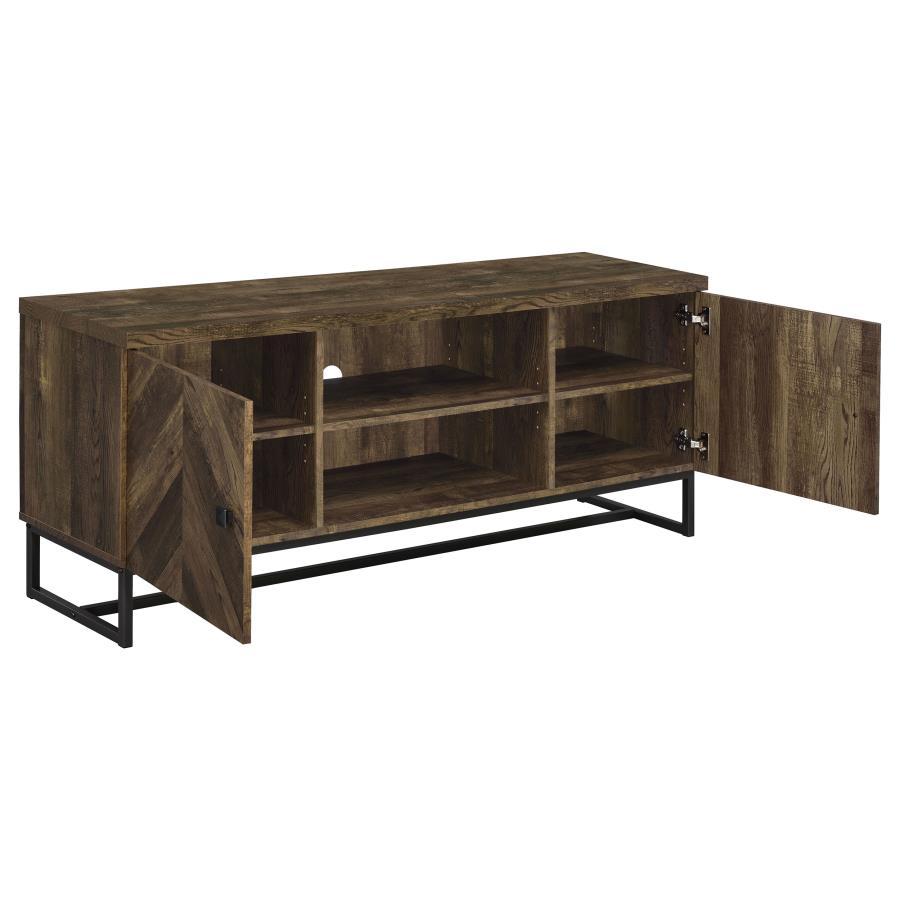 Myles - 2 Door Engineered Wood TV Stand - Rustic Oak by CoasterEssence | Bel Furniture