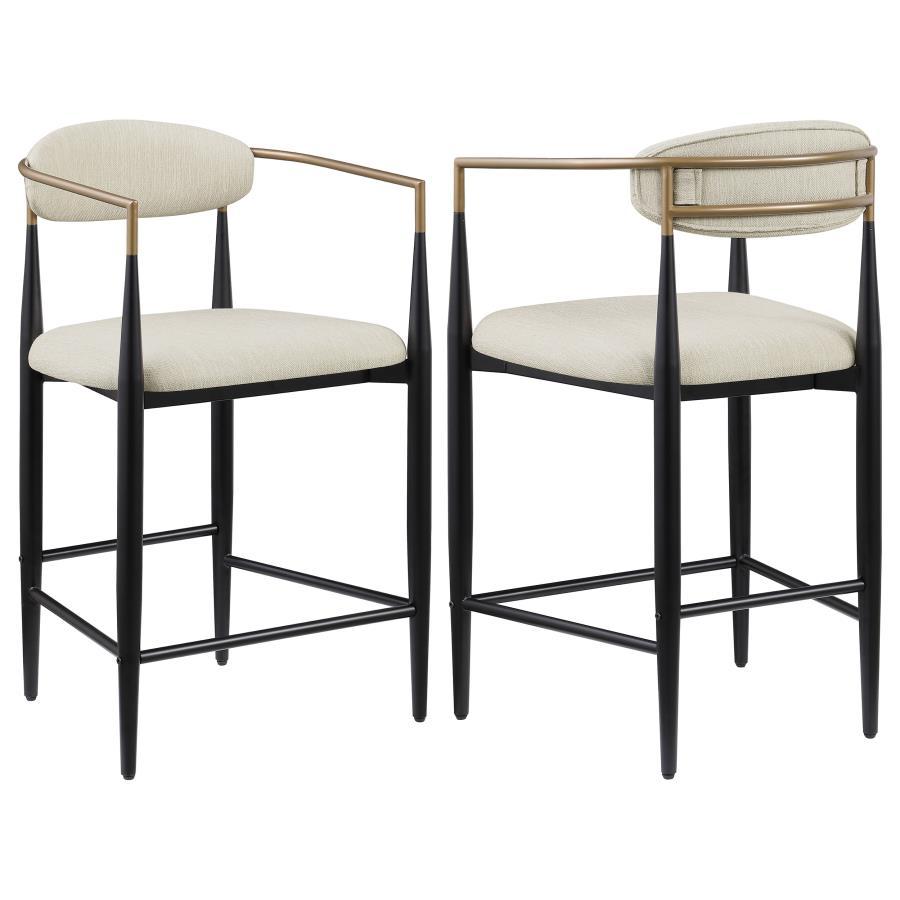 Tina - Metal Counter Height Bar Stool With Upholstered Back And Seat (Set of 2) White by Coaster Fine Furniture | Bel Furniture