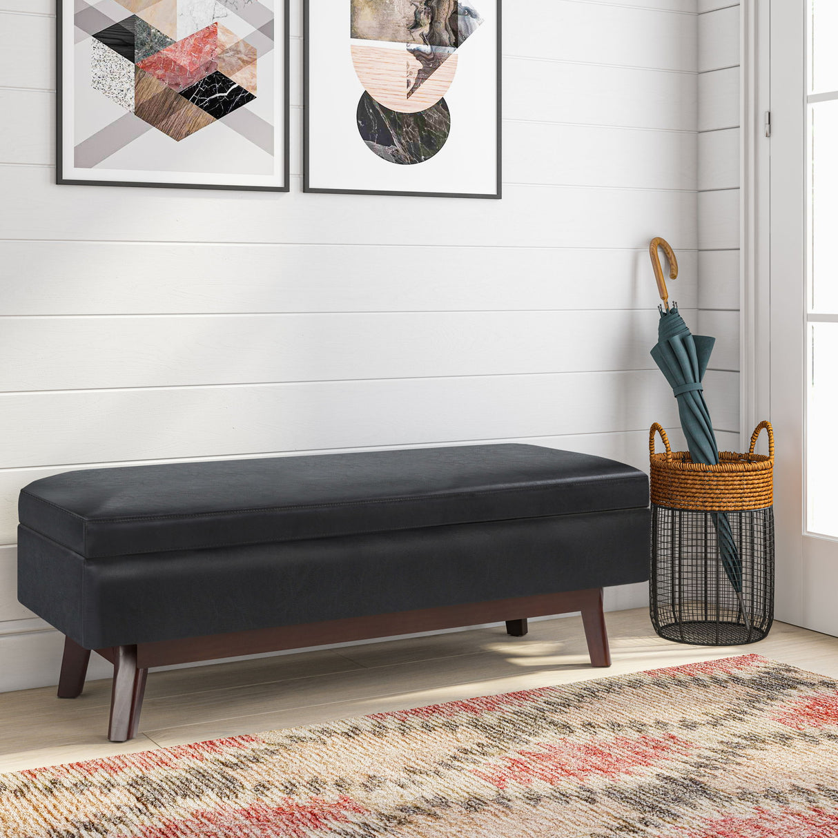 Owen - Rectangular Storage Ottoman - Midnight Black by Simpli-Home | Bel Furniture