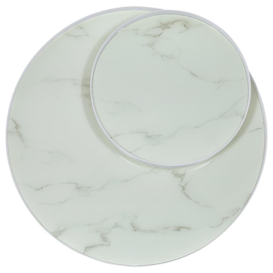 Briggs - Round Marble Printed Glass Top Coffee Table by Coaster Fine Furniture | Bel Furniture