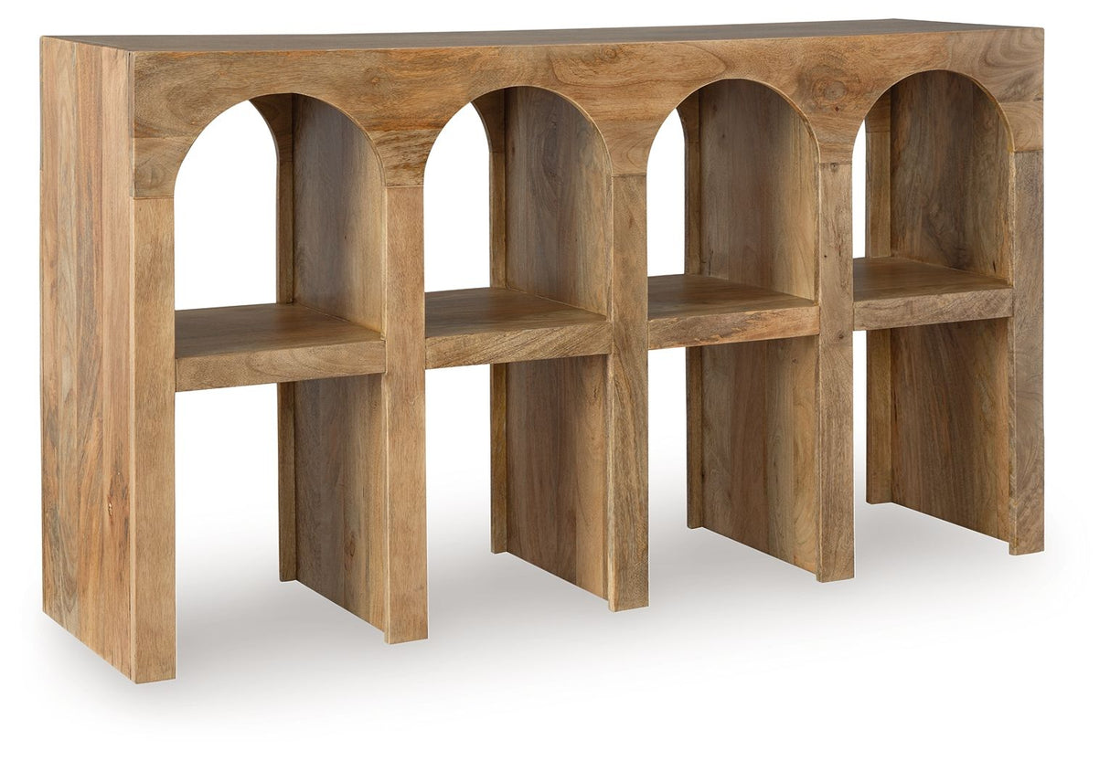 Luzmanacy - Natural Brown - Console Sofa Table by Signature Design by Ashley® | Bel Furniture
